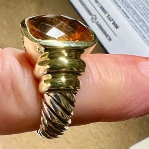 David Yurman sterling silver and 14K yellow gold citrine ring